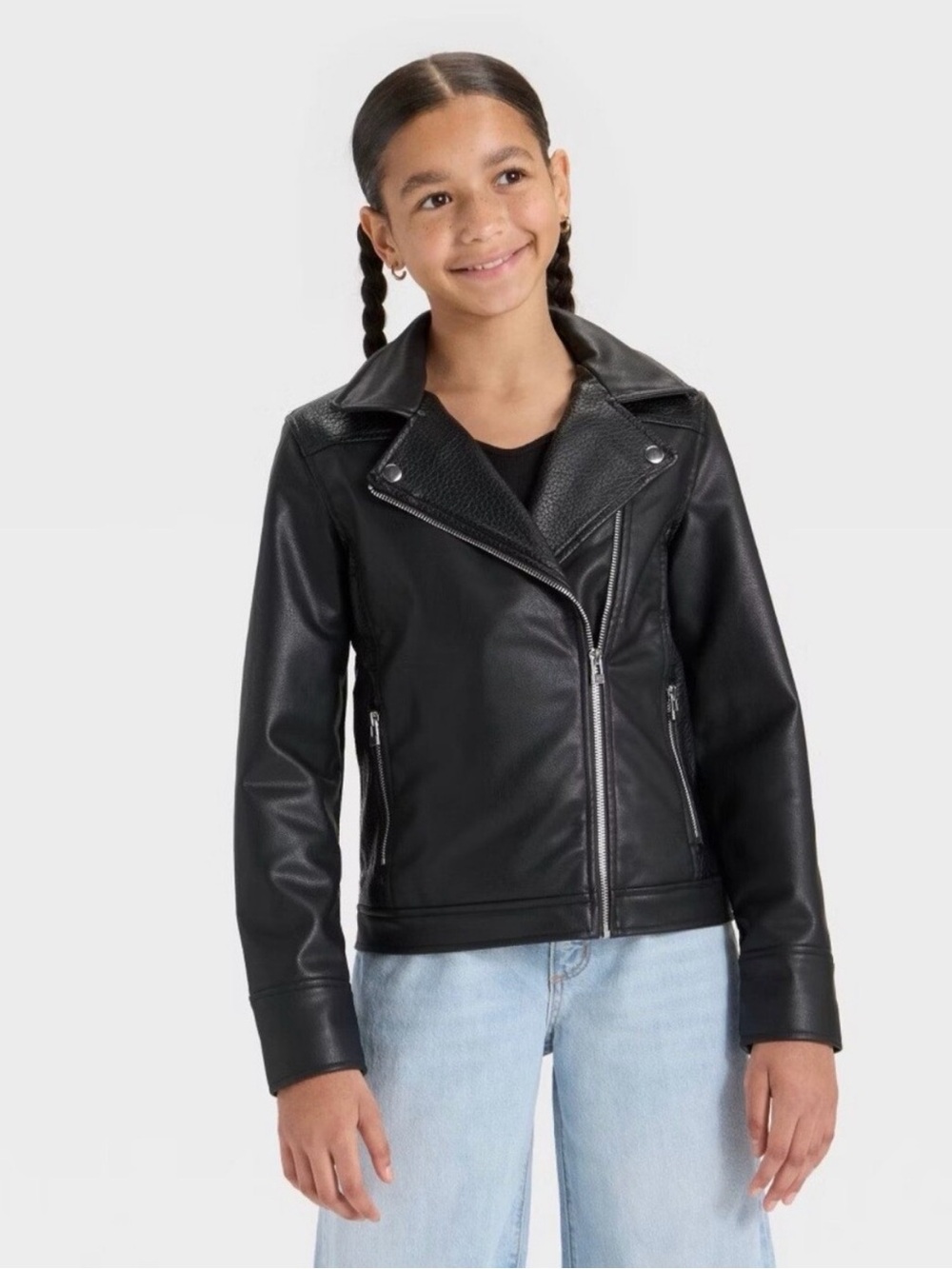 NWOT Art Class Black Faux Leather Jacket M
